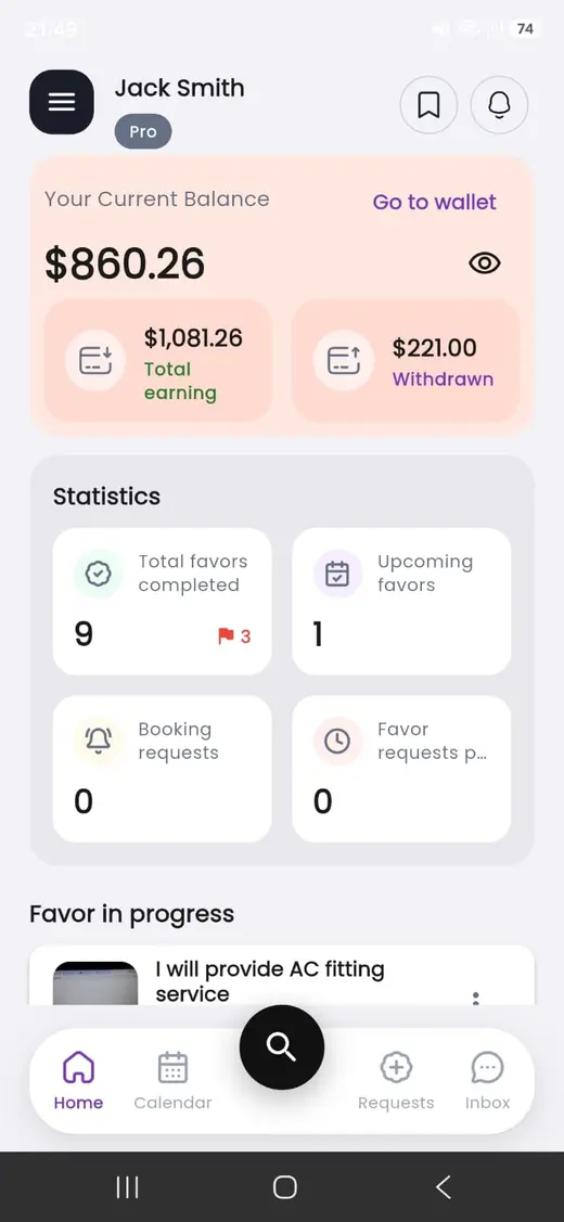 WhoCan mobile app dashboard